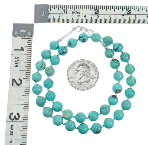 Navajo Turquoise Sterling Silver Bead Necklace TX10197